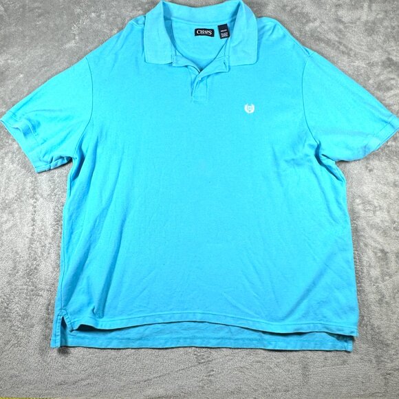 Chaps Polo Shirt 4XB Big & Tall Men’s Turquoise Blue Cotton Short Sleeve - Picture 1 of 9